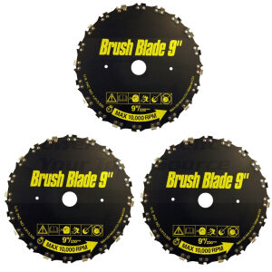 Set of 3 9" Razor Max Heavy Duty Brushcutter JM777 Blade Saw