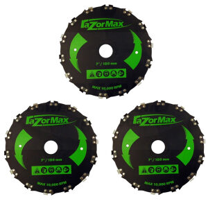 Set of 3 7" Razor Max Heavy Duty Brushcutter JM775 Blade Saw