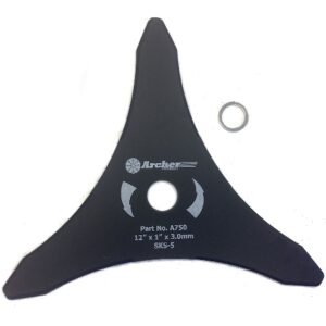 Archer Metal Brushcutter 3 Tooth Grass Blade 12" Diameter 1" Center 3.0mm 9743