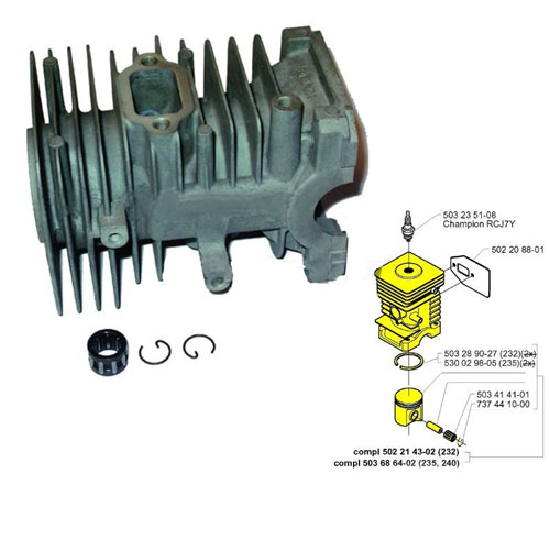 Ydeevne nummer Forfalske Husqvarna OEM Trimmer Cylinder Piston Assembly 503694601 Fits 235R 240RJ -  Pantano Power Equipment