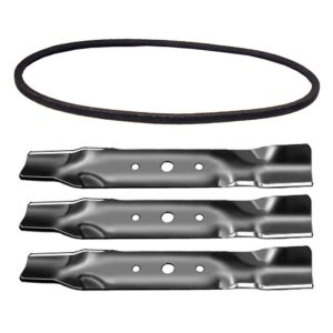 Set of 3 Blades and Belt Replaces Deere GX20305 GX20250 GY20568 L120 L130